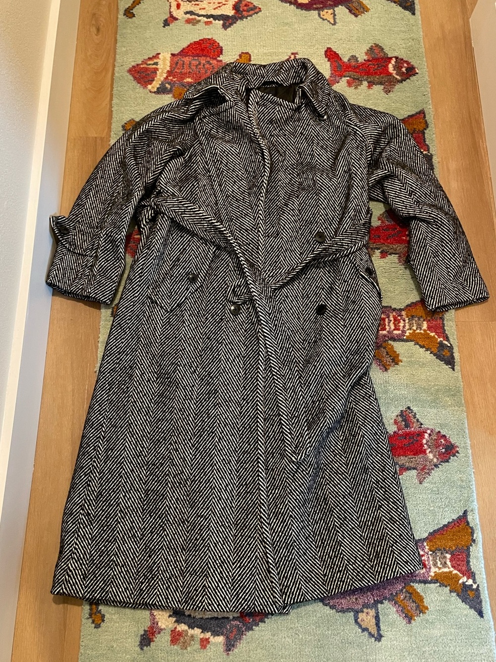 Gap Double-Breasted Herringbone Belted Trench Coat